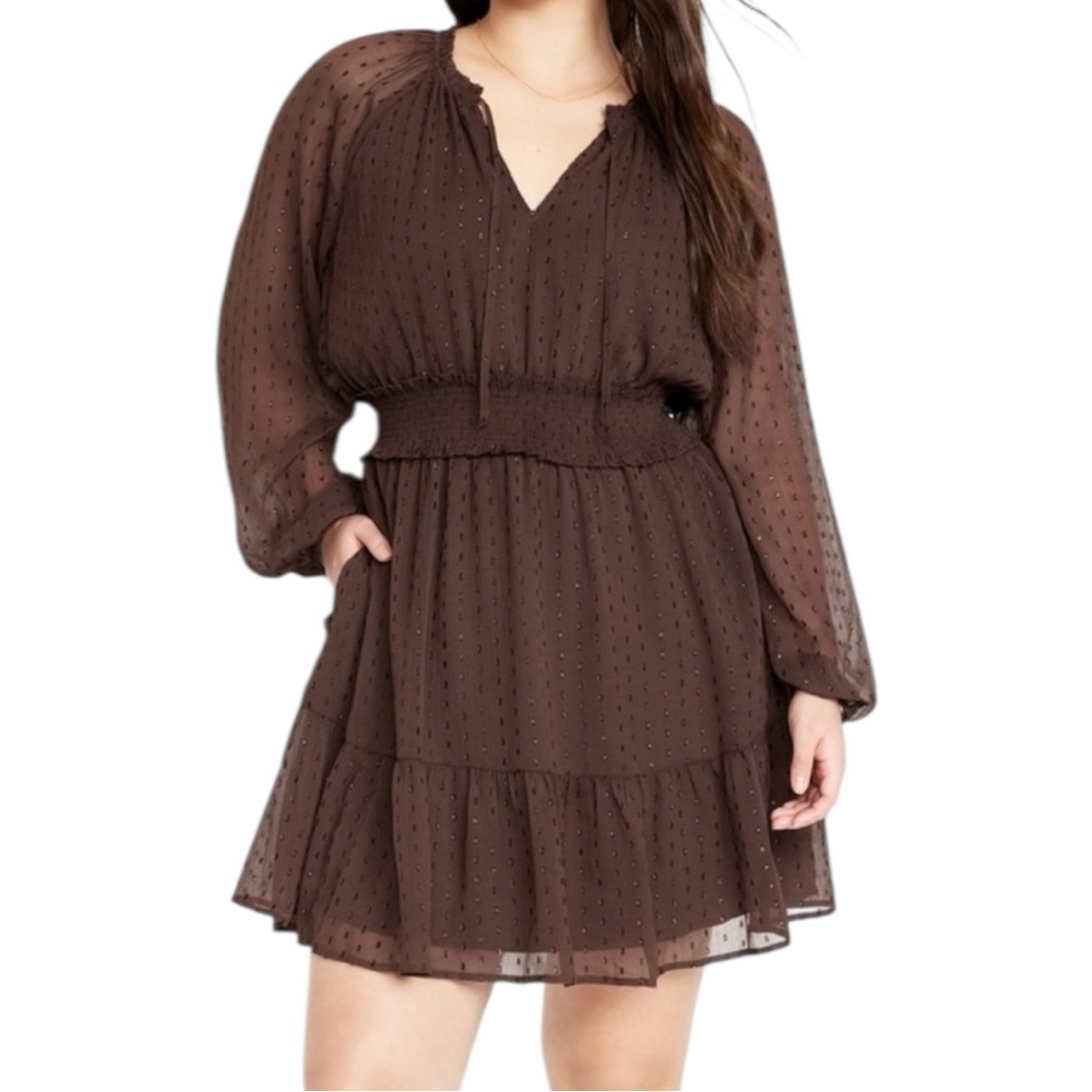 Old Navy NWT Women’s‎ Waist-Defined Shine Long Sleeve Mini Dress Sz L